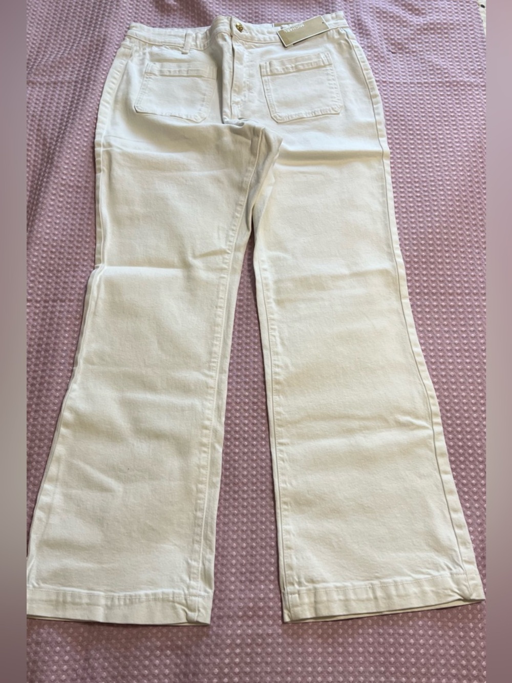 MICHAEL Michael Kors Cream Wide-Leg Jeans